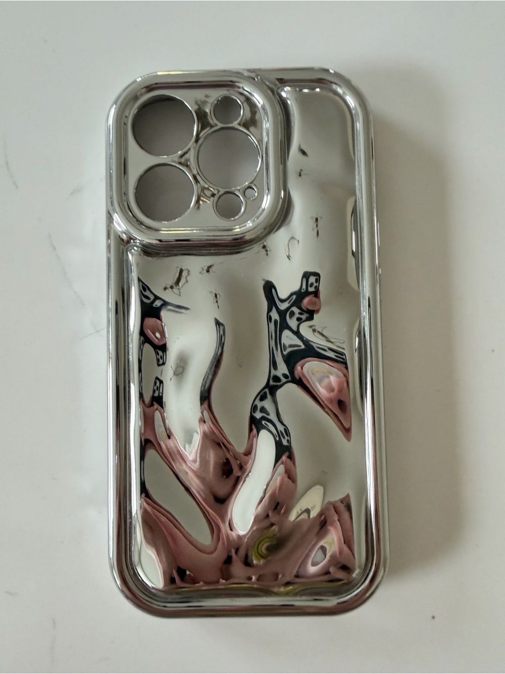 Chrome Swirl Reflective Phone Case - IPhone 15 Pro Compatible Case